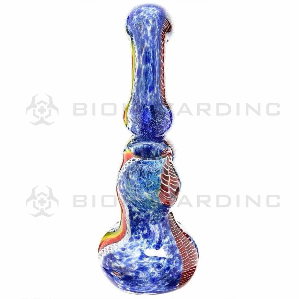 Biohazard Inc Glass Bubbler Large 8" Color Twisting Bubbler w/ Frit