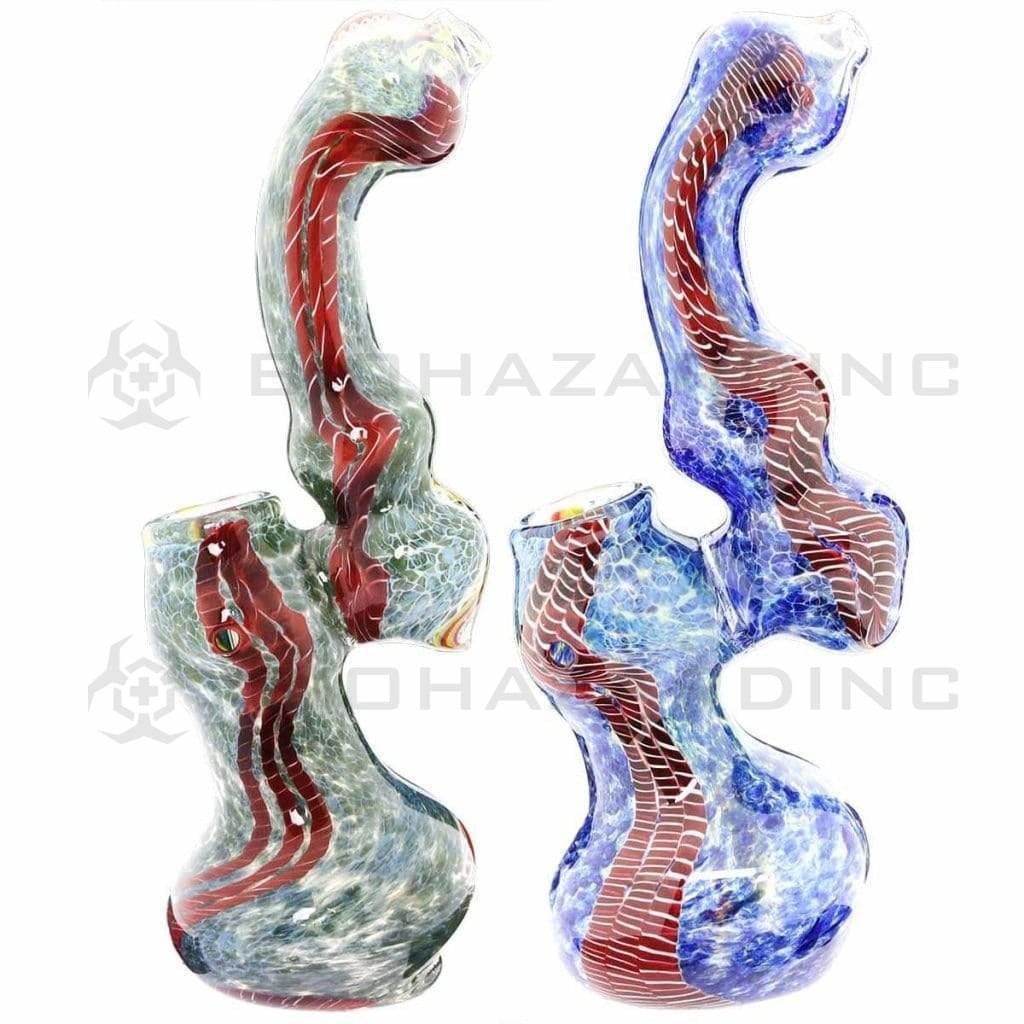 Biohazard Inc Glass Bubbler Large 8" Color Twisting Bubbler w/ Frit