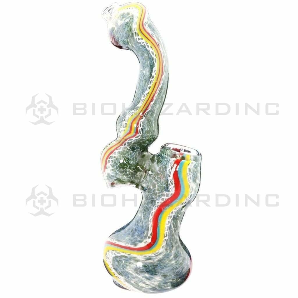 Biohazard Inc Glass Bubbler Large 8" Color Twisting Bubbler w/ Frit