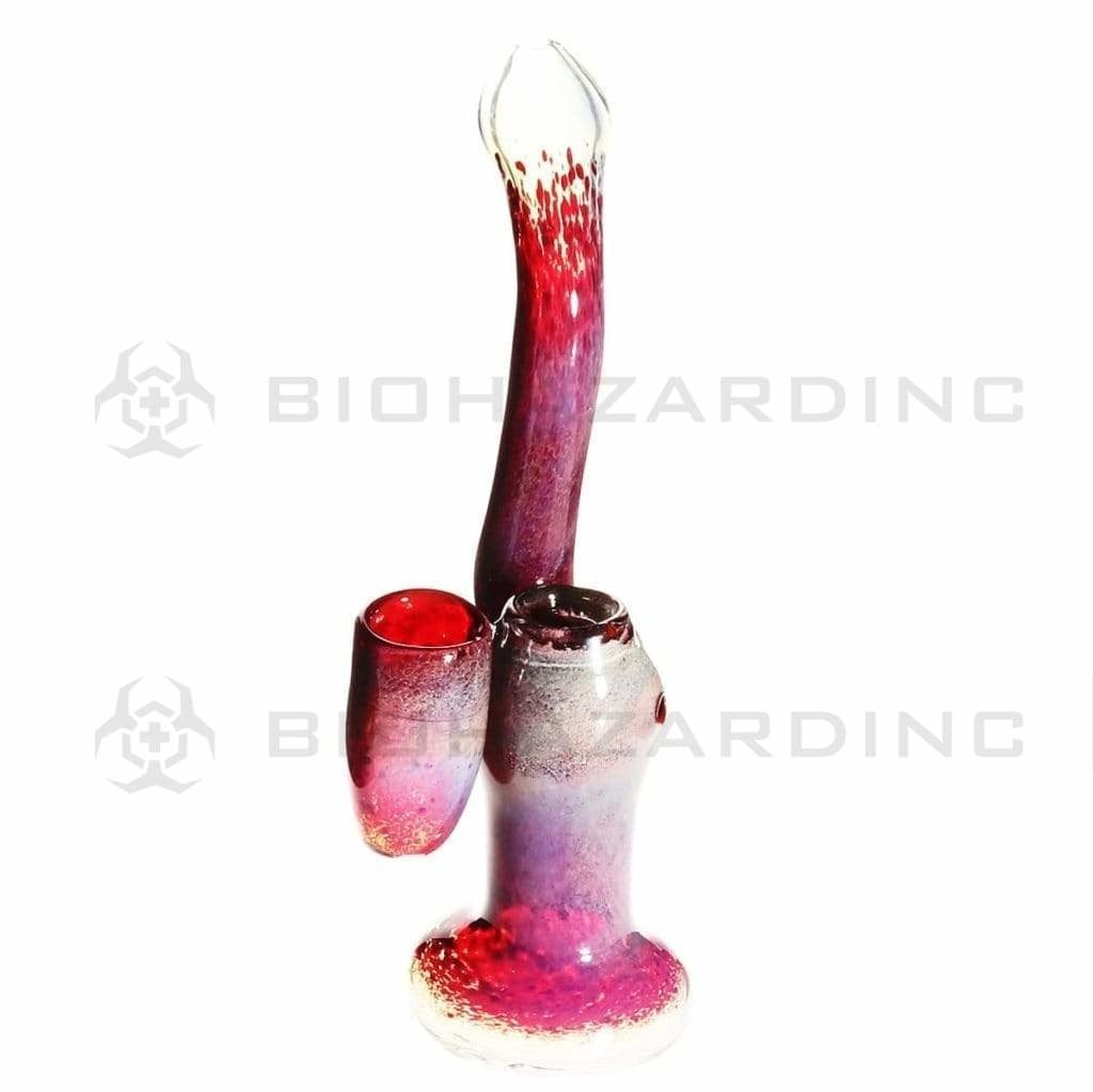 Biohazard Inc Glass Bubbler Large 8" Frit Bubbler w/ Nug Jar - Red