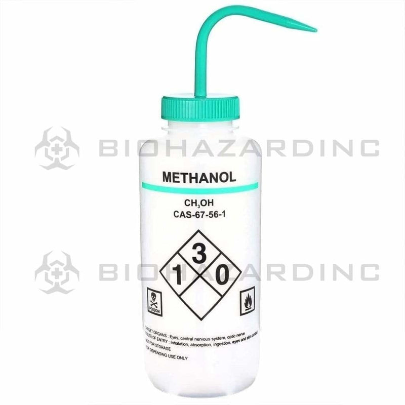 Biohazard Inc Wash Bottles LDPE Premium Labeled Wash Bottles - Methanol 1000 ml