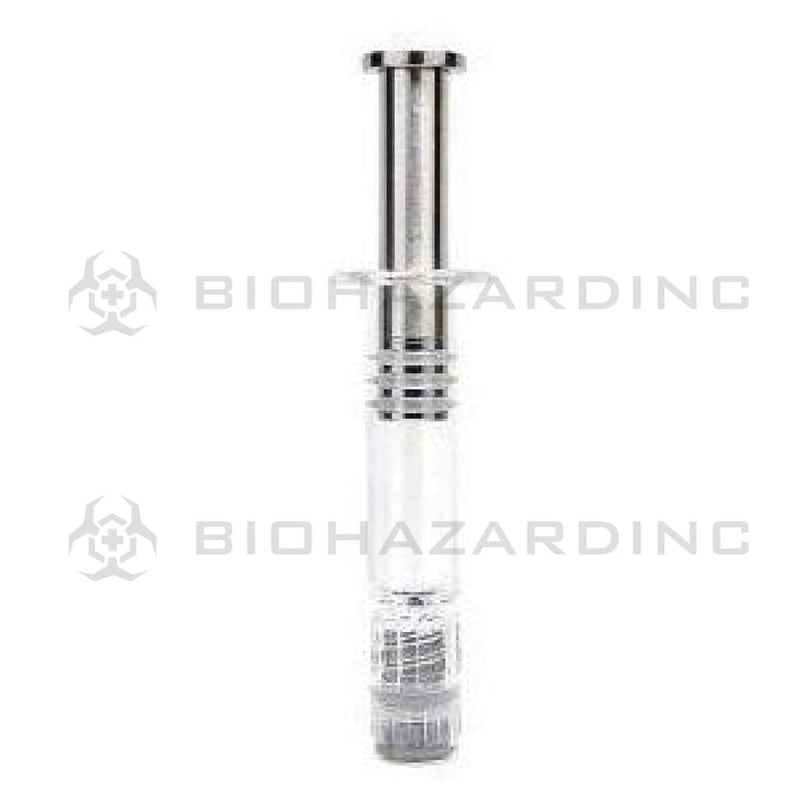 Biohazard Inc Syringe Luer Lock Glass Dab Applicator Syringes 1ml Metal Plunger - No Measurement - 100 Count