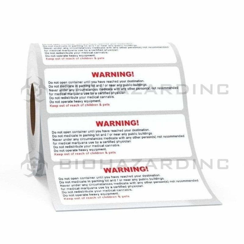 Biohazard Inc Compliance Labels Marijuana Warning Labels - Generic - 1000 Count