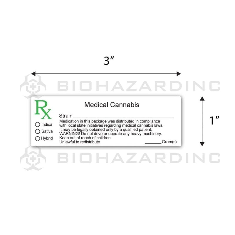 Biohazard Inc Compliance Labels Medical Marijuana Labels - Generic - All States - 1000 Count