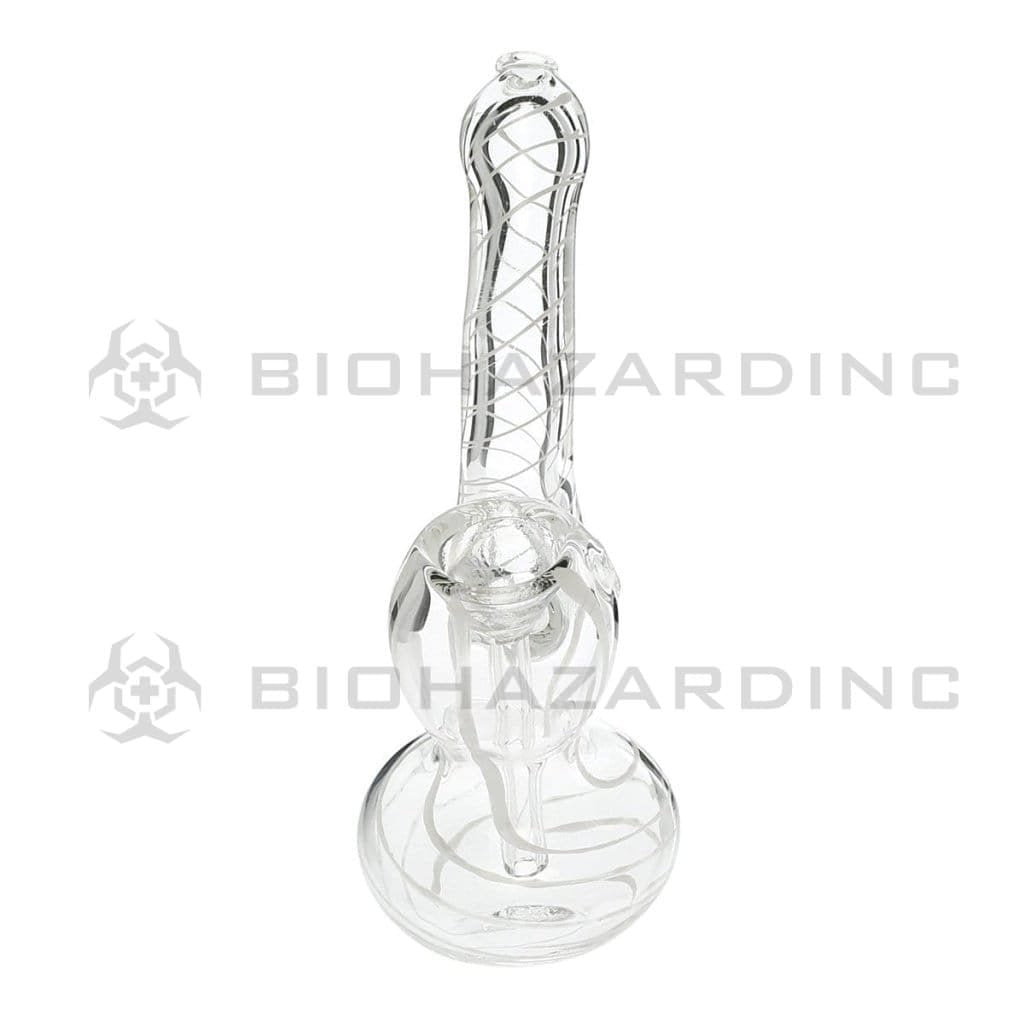 Biohazard Inc Glass Bubbler Medium Bubbler w/ White Color Swirl 5 pack