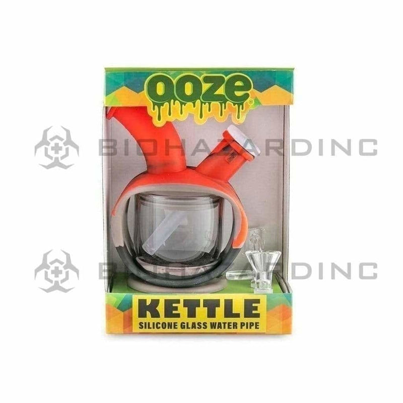 Biohazard Inc Silicone Bong OOZE Kettle Silicone Bubbler - Black / Grey / Red