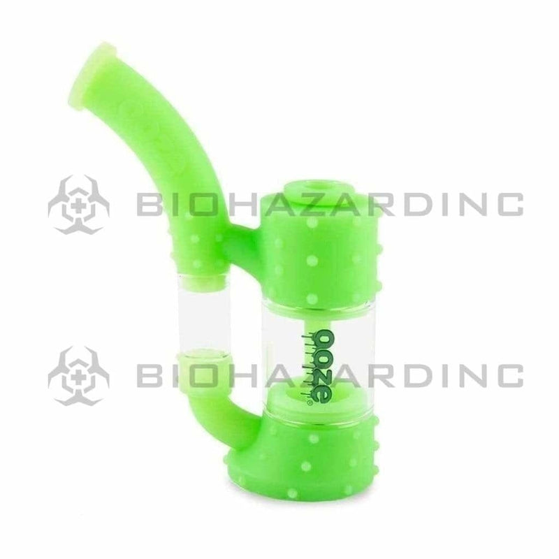 Biohazard Inc Silicone Bong OOZE Stack Pipe Silicone Bubbler - Green Glow in The Dark