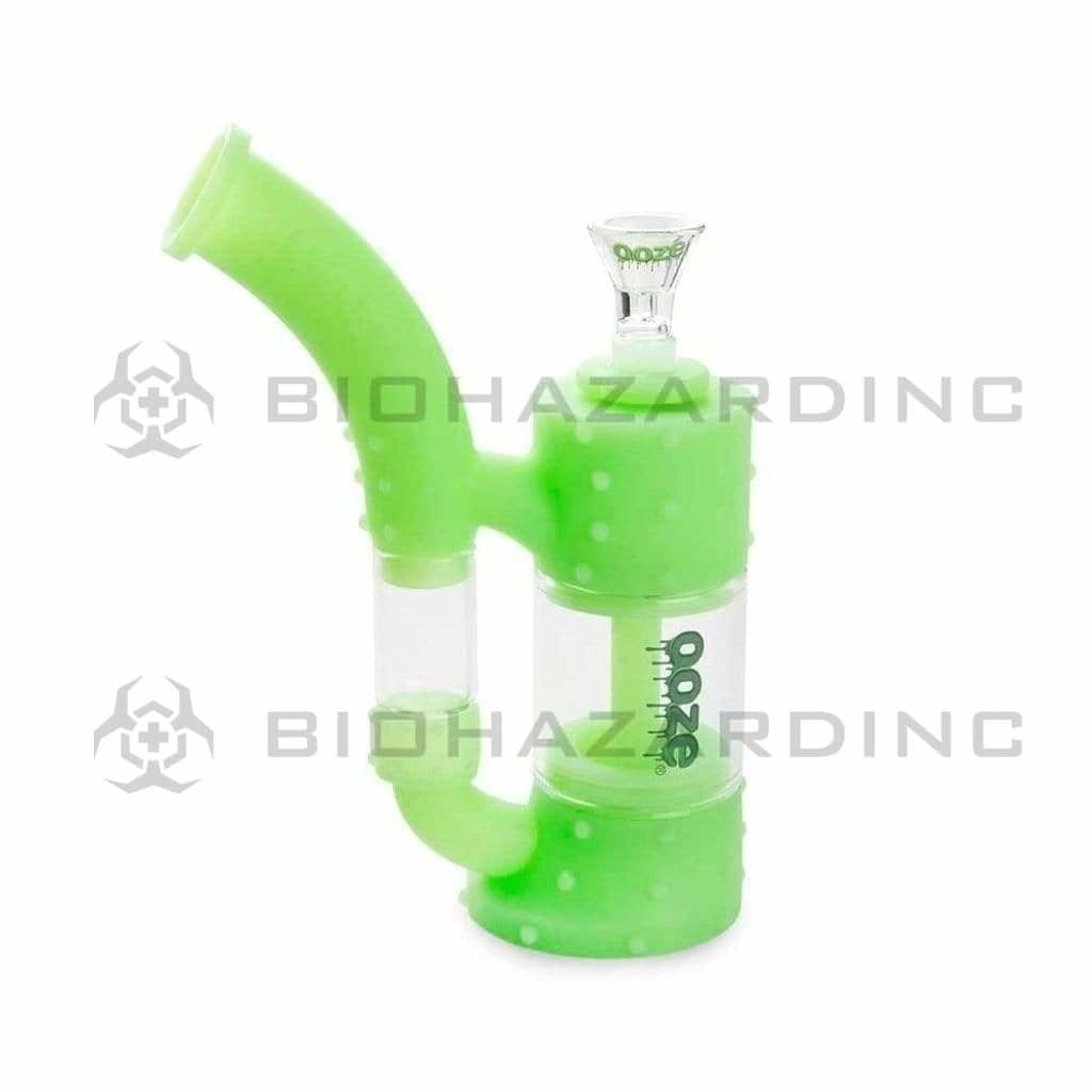 Biohazard Inc Silicone Bong OOZE Stack Pipe Silicone Bubbler - Green Glow in The Dark