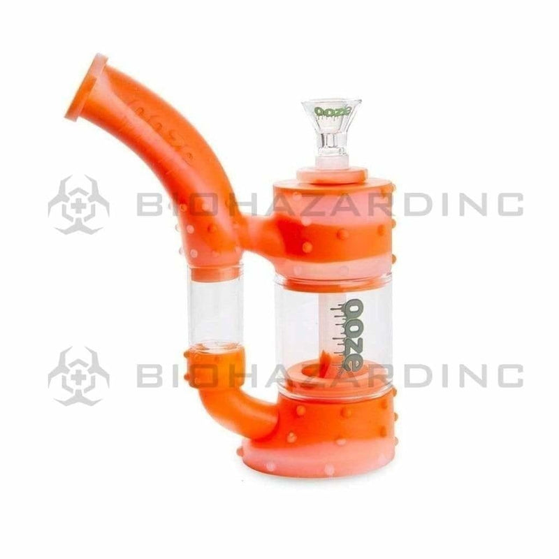 Biohazard Inc Silicone Bong OOZE Stack Pipe Silicone Bubbler - Orange / Clear