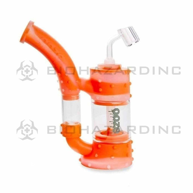 Biohazard Inc Silicone Bong OOZE Stack Pipe Silicone Bubbler - Orange / Clear