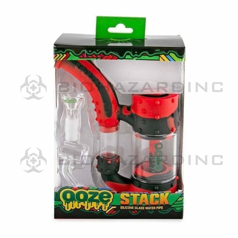 Ooze Silicone Bong Ooze Stack Silicone Bubbler Bong / Dab Rig - Black / Red