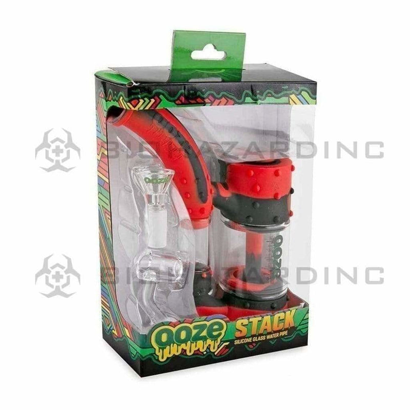 Ooze Silicone Bong Ooze Stack Silicone Bubbler Bong / Dab Rig - Black / Red