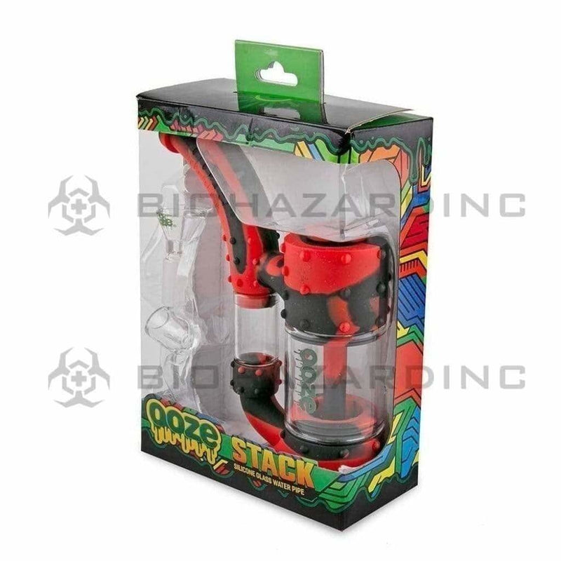 Ooze Silicone Bong Ooze Stack Silicone Bubbler Bong / Dab Rig - Black / Red