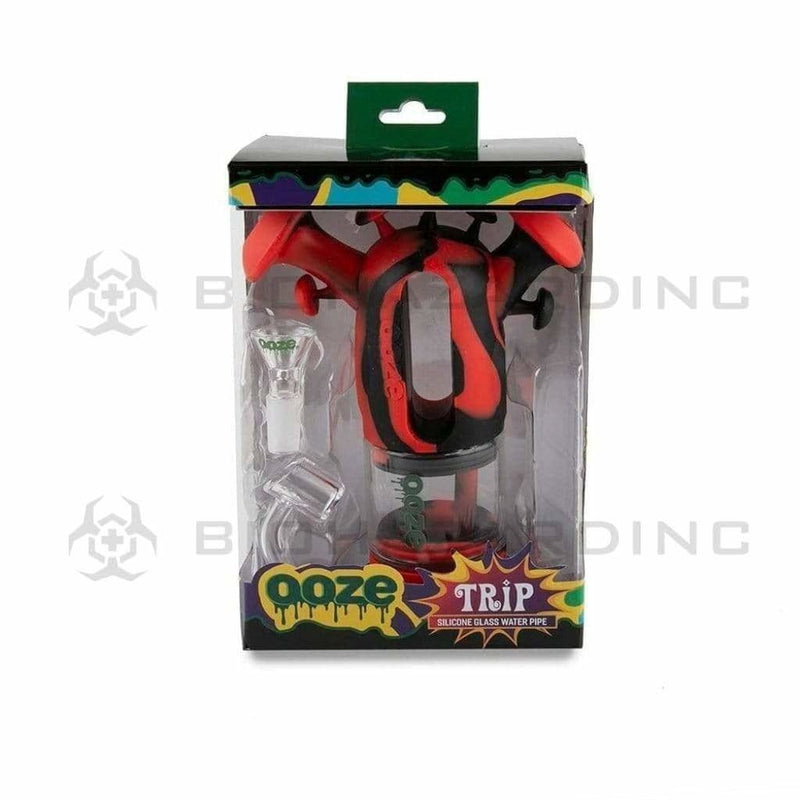 Ooze Silicone Bong Ooze Trip Silicone Bubbler Bong / Dab Rig - Black / Red