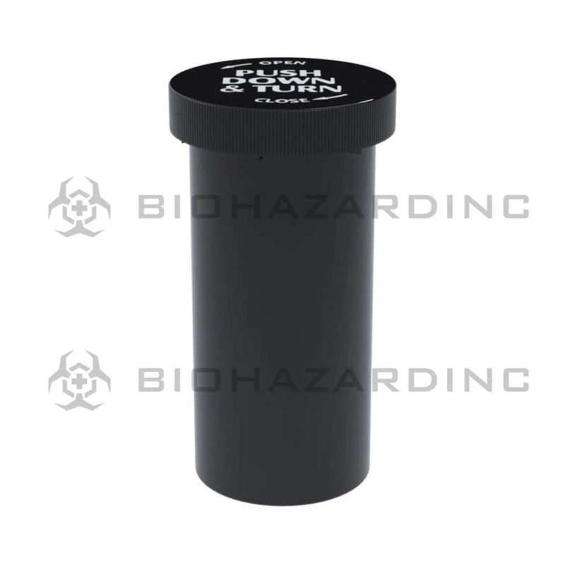 Biohazard Inc Push & Turn Vial Opaque Black Push Down & Turn Cap Vials 30 Dram - 7g- 180 Count