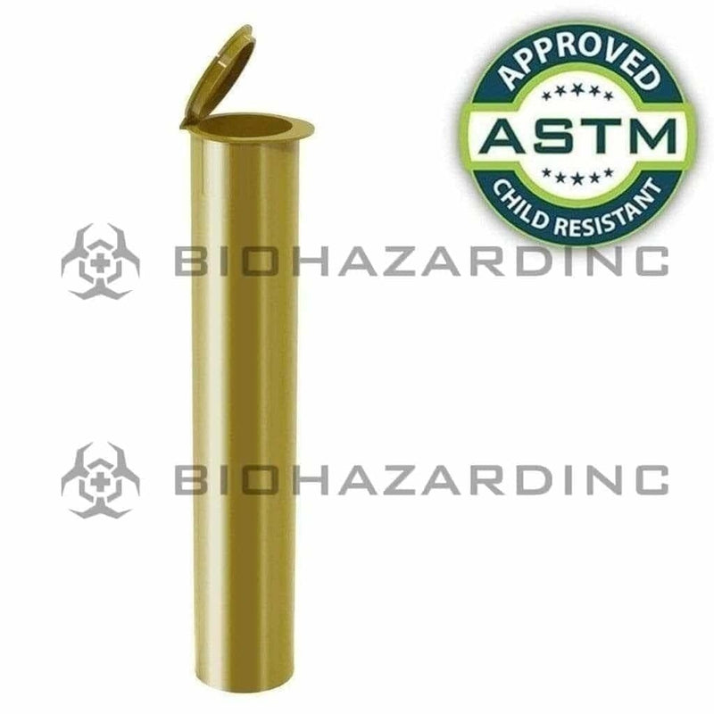 Biohazard Inc Child Resistant Joint Tube Opaque Gold 95mm CR Joint Tube - 1000 Count