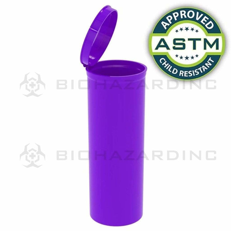 Biohazard Inc Child Resistant Pop Top Bottle Opaque Purple USA Pop Top Bottle 60 Dram - 75 Count/box