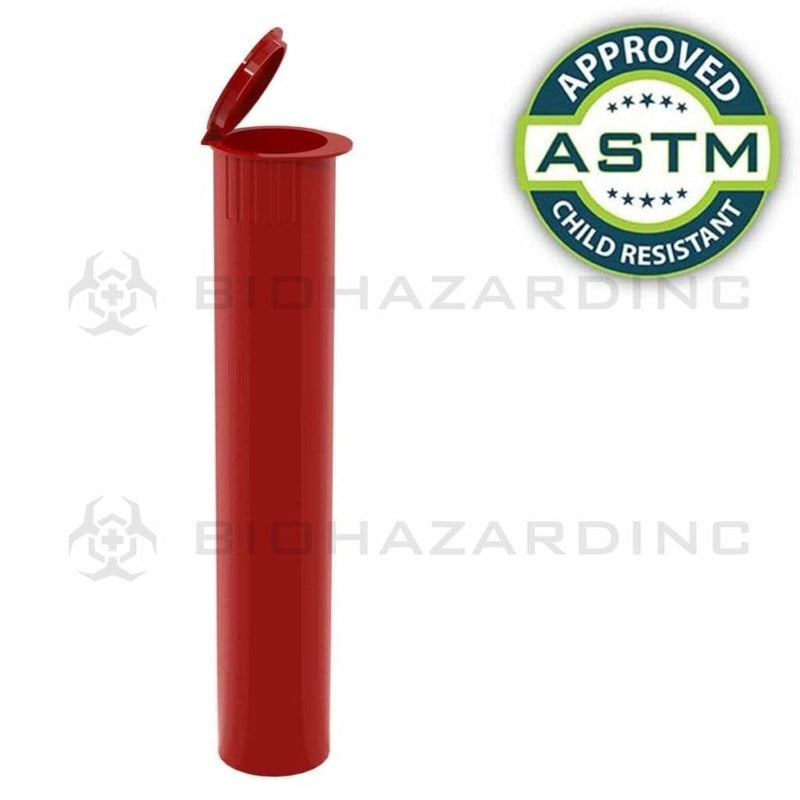 Biohazard Inc Child Resistant Joint Tube Opaque Red 95mm CR Joint Tube - 1000 Count