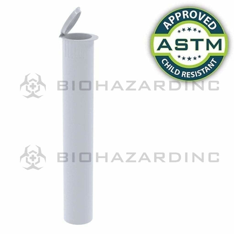 Biohazard Inc Child Resistant Joint Tube Opaque White 116mm CR Cone Tube - 1000 Count