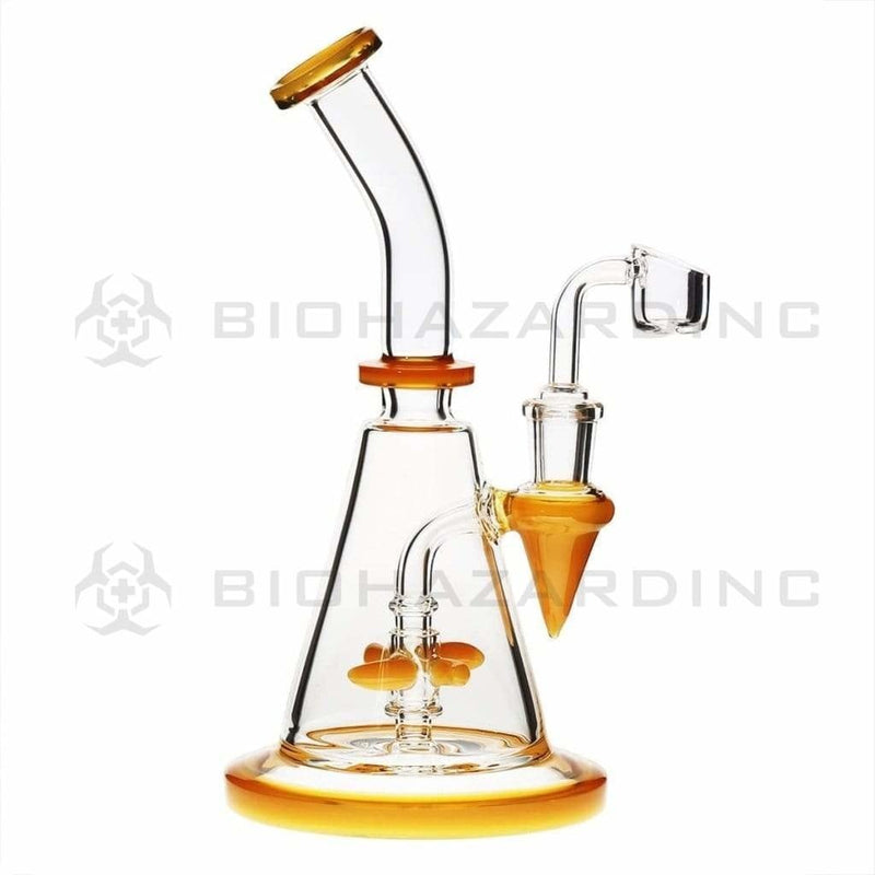 Biohazard Inc Glass Dab Rig Propeller Banger Hanger Beaker w/ Banger - Yellow/Jade