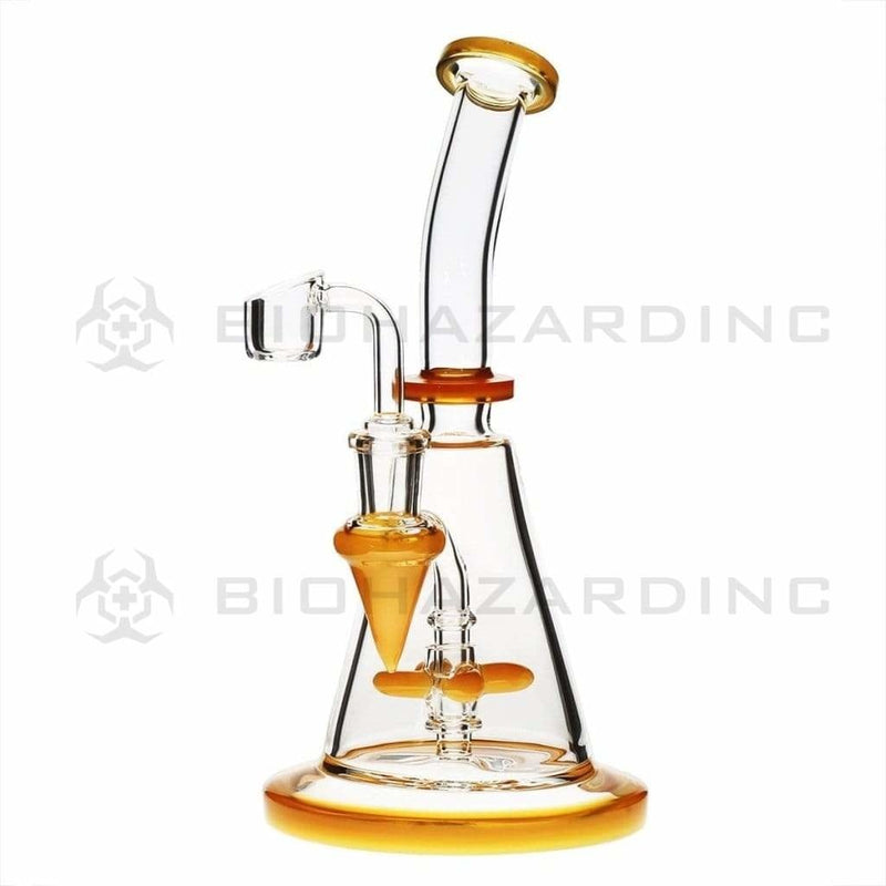 Biohazard Inc Glass Dab Rig Propeller Banger Hanger Beaker w/ Banger - Yellow/Jade