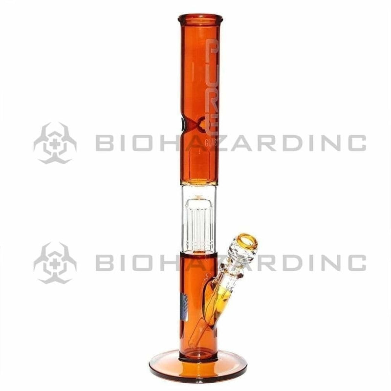 Pure Glass Glass Bong Pure Glass 18" 50mmx5mm Single Tree10arm Straight Amber