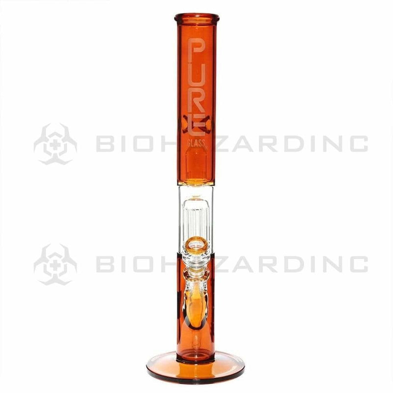 Pure Glass Glass Bong Pure Glass 18" 50mmx5mm Single Tree10arm Straight Amber