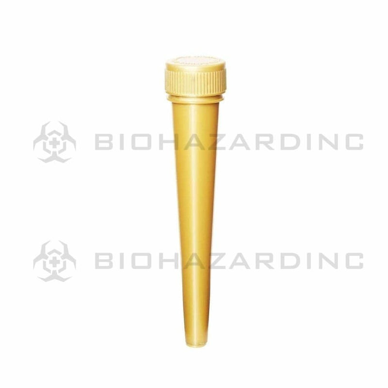 Biohazard Inc Child Resistant Joint Tube Push Down & Turn Conical Pre-Roll Tube - 98mm - Opaque Gold- 850 Count