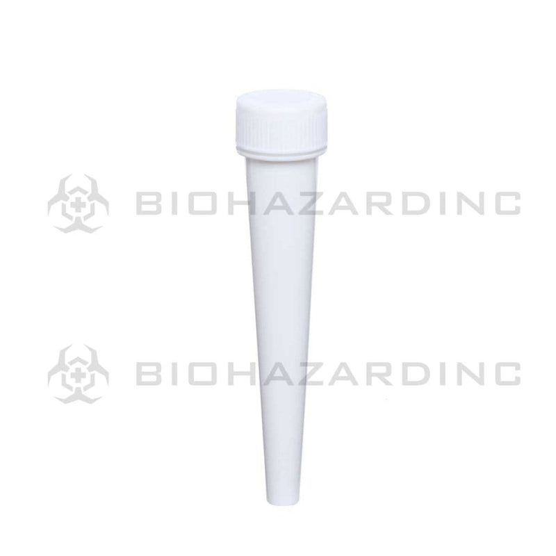 Biohazard Inc Child Resistant Joint Tube Push Down & Turn Conical Pre-Roll Tube - 98mm - Opaque White - 850 Count