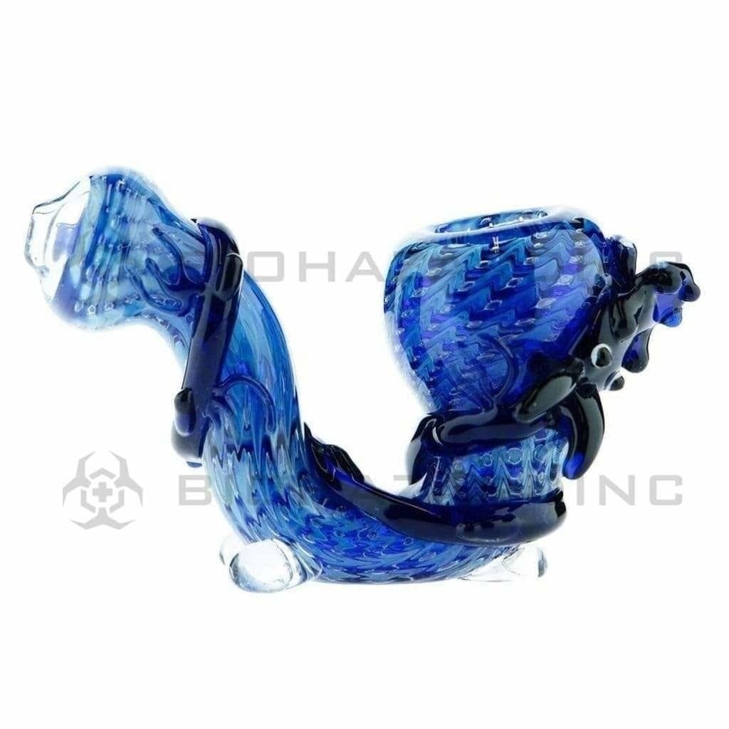 Biohazard Inc Sherlock Hand Pipe Rake Blue Sherlock with Black Dragon