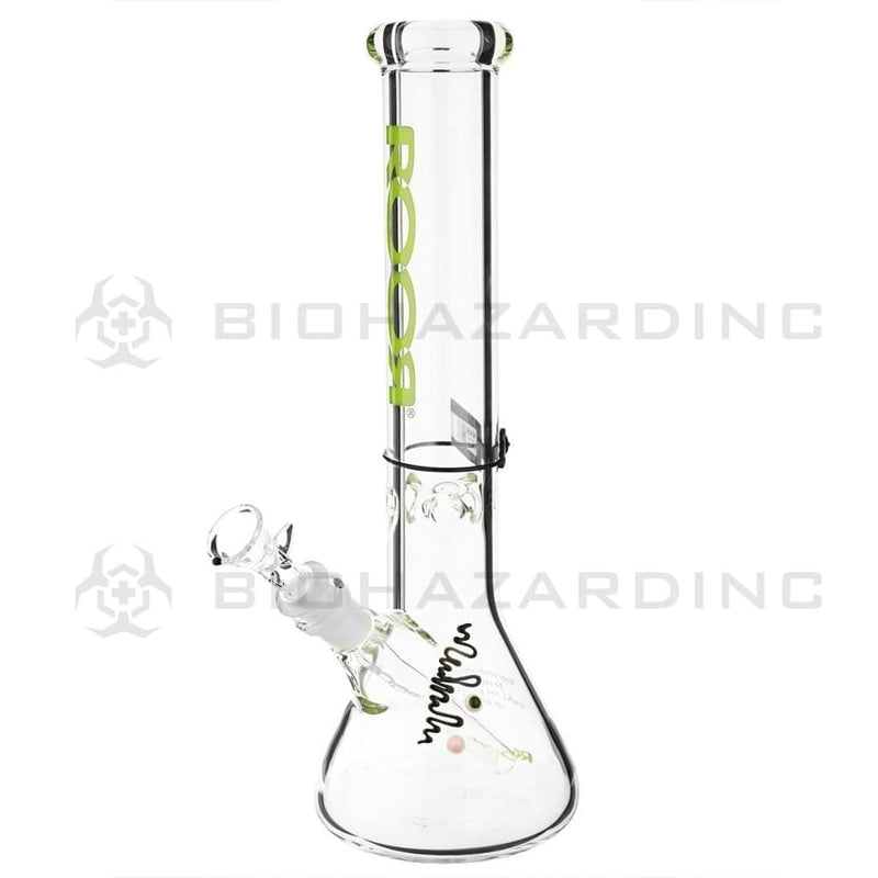 Roor Glass Bong 14" ROOR 50mm x 7mm Beaker Waterpipe - Neon Green Logo