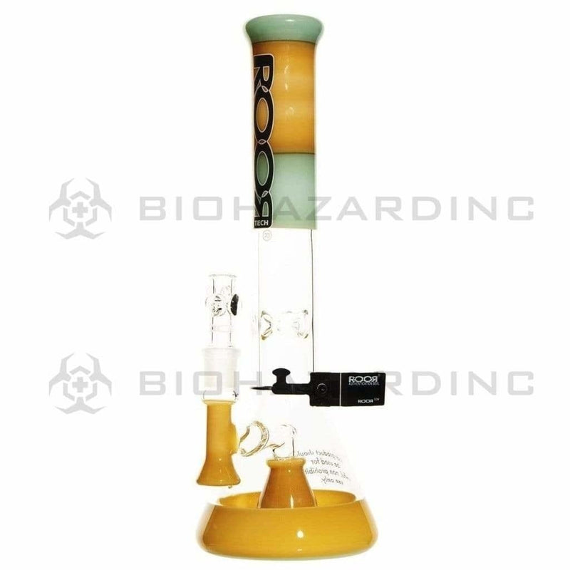 Roor Glass Bong ROOR Tech 14" 45mm Fixed Beaker - Tangie/ Mint w/ Black Logo