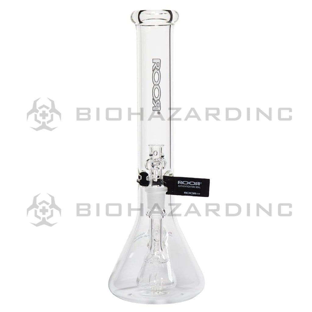 Roor Glass Bong ROOR Tech 14" 45mm  Mini Fixed Beaker - White & Black Logo