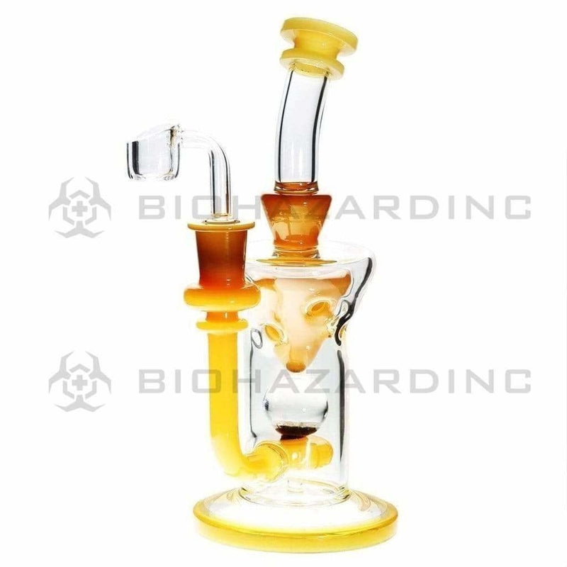 Biohazard Inc Glass Dab Rig Showerhead / Swiss Banger Hanger w/ Banger - Yellow/Jade