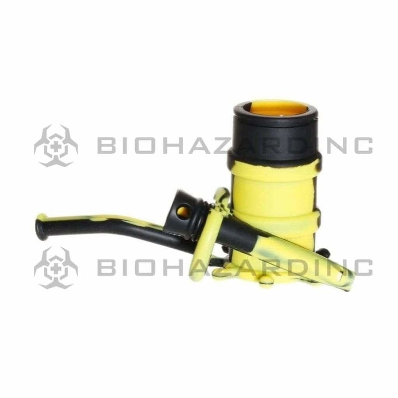 Biohazard Inc Silicone Rig Silicone 8" Bent Neck Small Oil Drum Bubbler - Black/Yellow