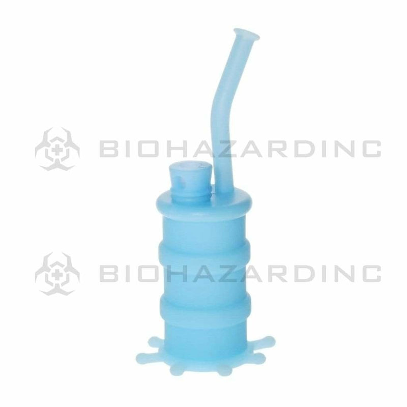 Biohazard Inc Silicone Rig Silicone 8" Bent Neck Small Oil Drum Bubbler - Blue