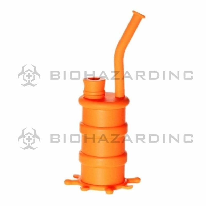 Biohazard Inc Silicone Rig Silicone 8" Bent Neck Small Oil Drum Bubbler - Orange