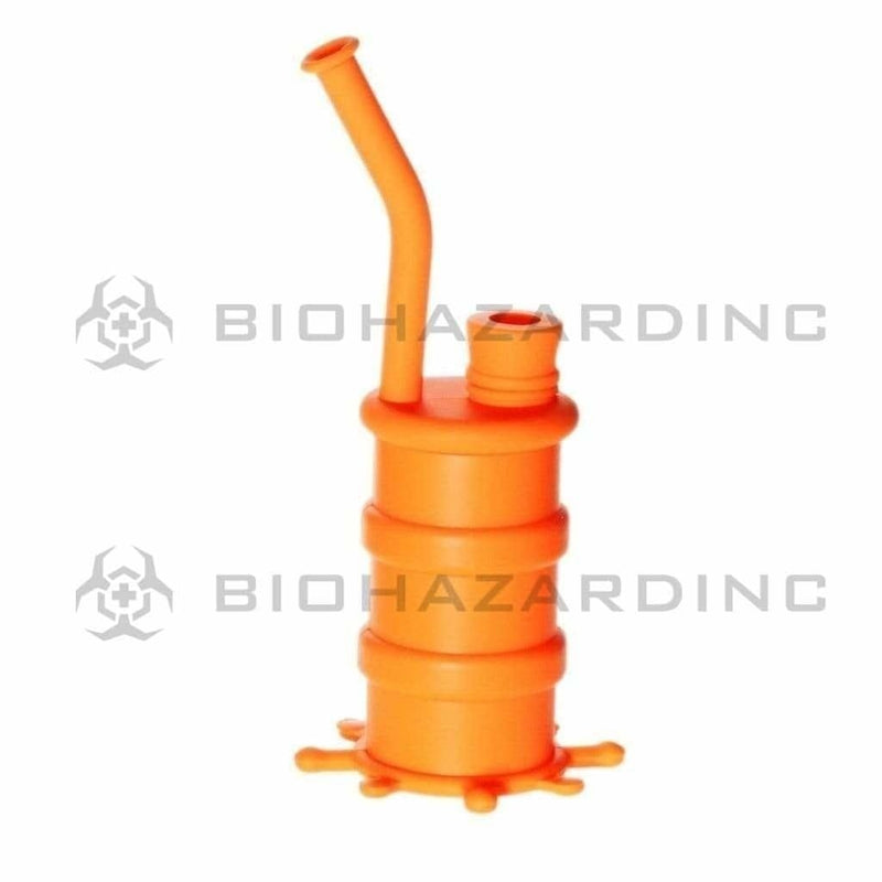 Biohazard Inc Silicone Rig Silicone 8" Bent Neck Small Oil Drum Bubbler - Orange