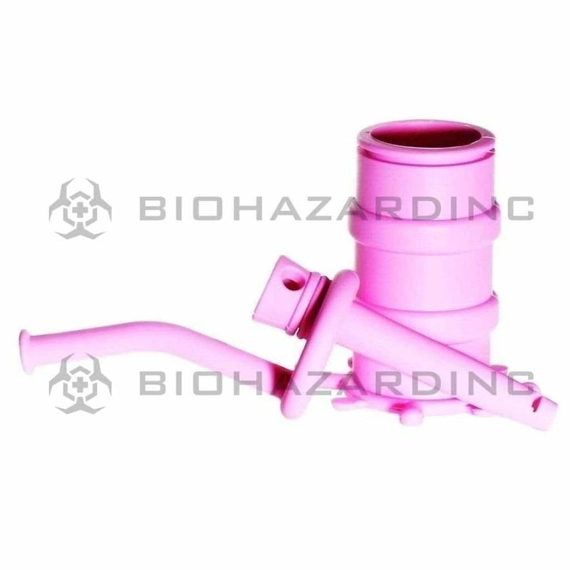 Biohazard Inc Silicone Rig Silicone 8" Bent Neck Small Oil Drum Bubbler - Pink