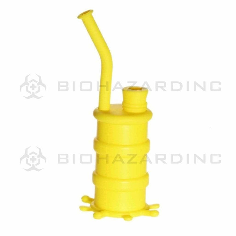 Biohazard Inc Silicone Rig Silicone 8" Bent Neck Small Oil Drum Bubbler - Yellow