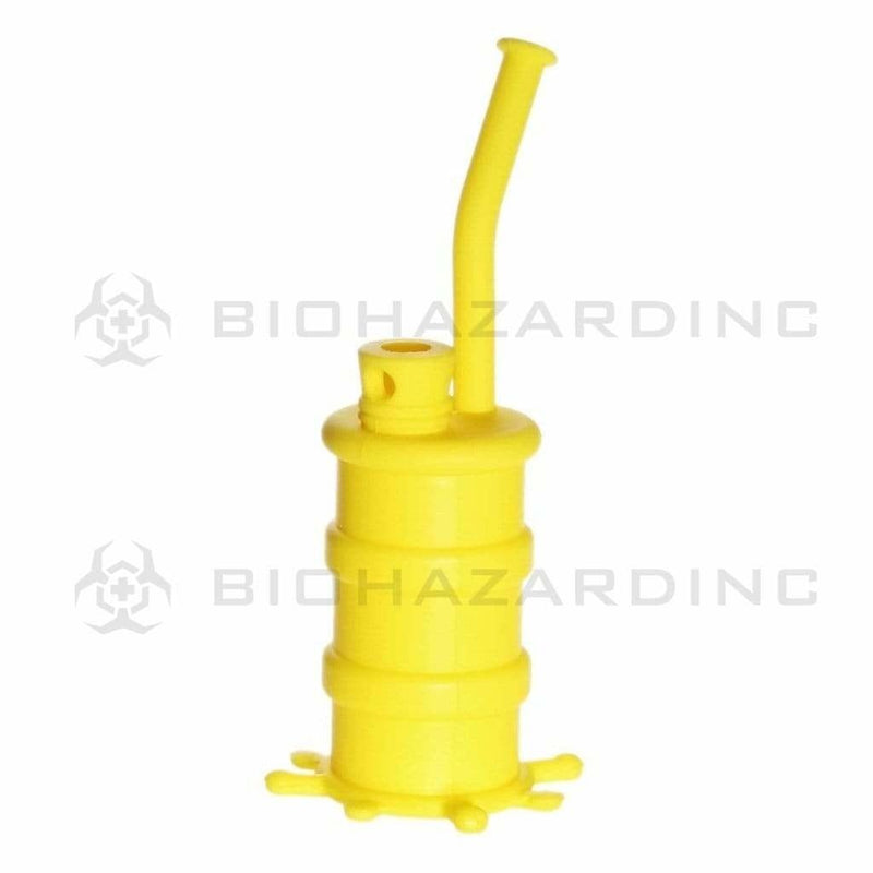 Biohazard Inc Silicone Rig Silicone 8" Bent Neck Small Oil Drum Bubbler - Yellow