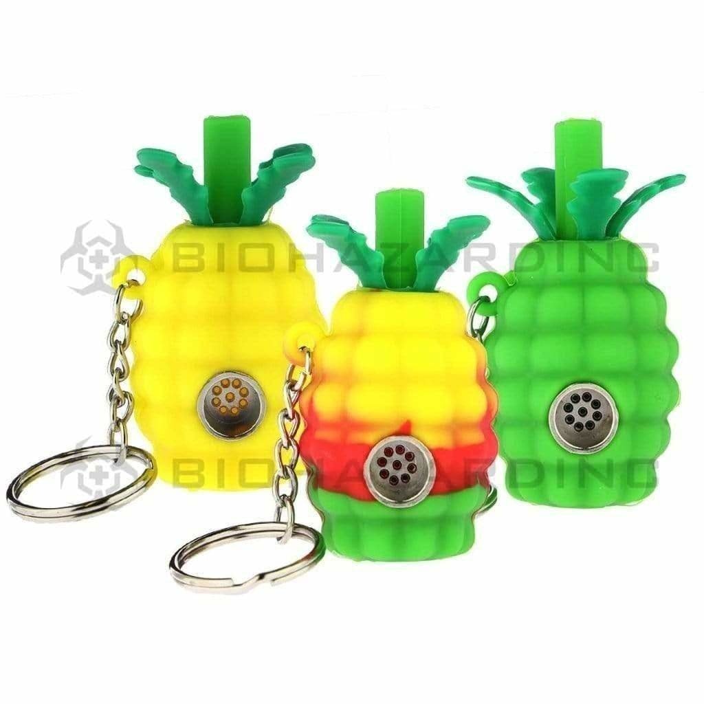 Biohazard Inc Silicone Hand Pipe Silicone Mini Pineapple Key Chain Pipe