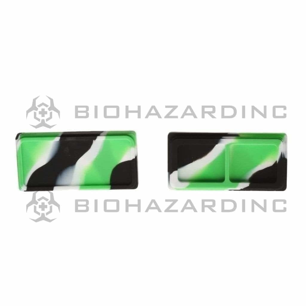 Biohazard Inc Concentrate Container Silicone Shatter 2 Section 4.5" x 2.25" Case - Black/Green/White