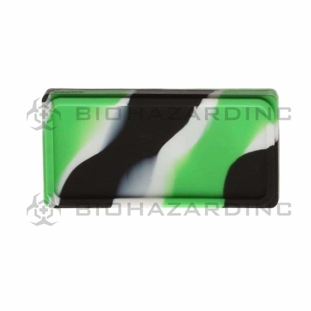 Biohazard Inc Concentrate Container Silicone Shatter 2 Section 4.5" x 2.25" Case - Black/Green/White