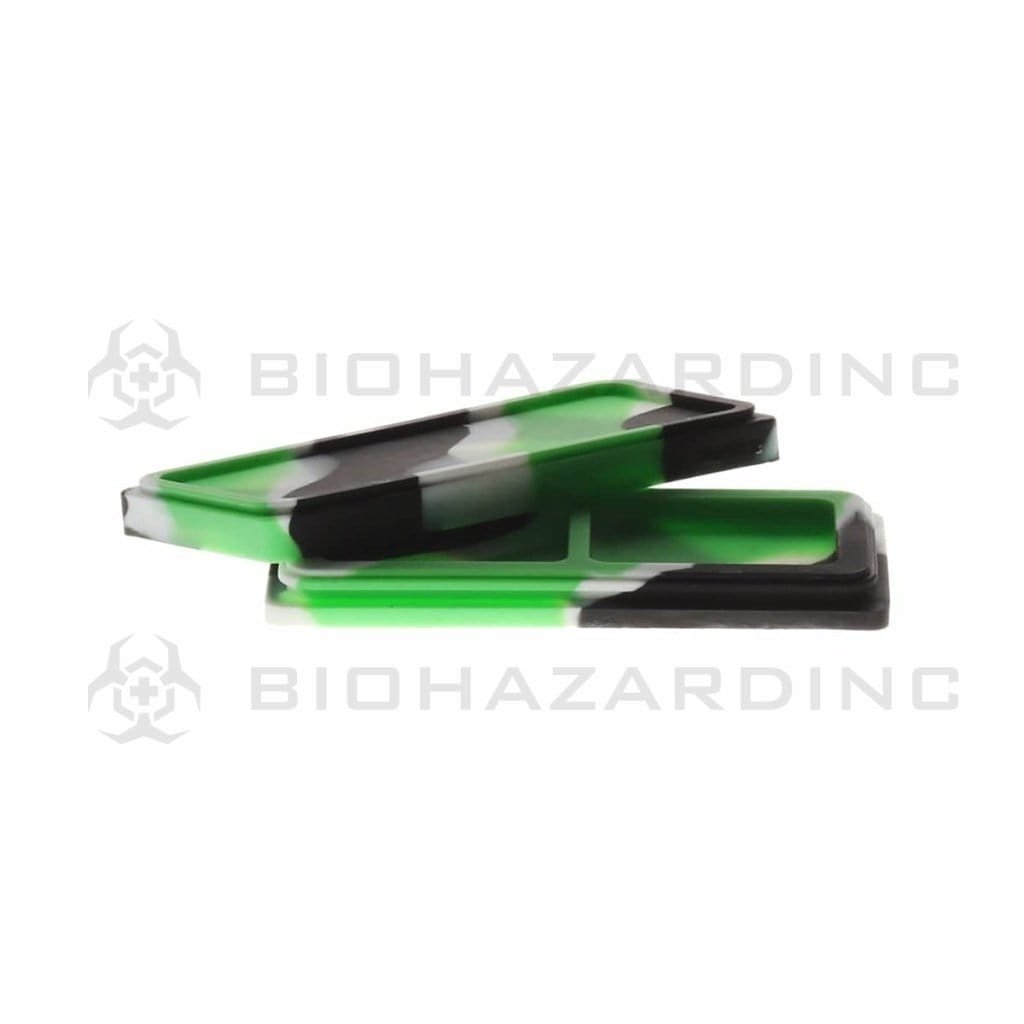 Biohazard Inc Concentrate Container Silicone Shatter 2 Section 4.5" x 2.25" Case - Black/Green/White