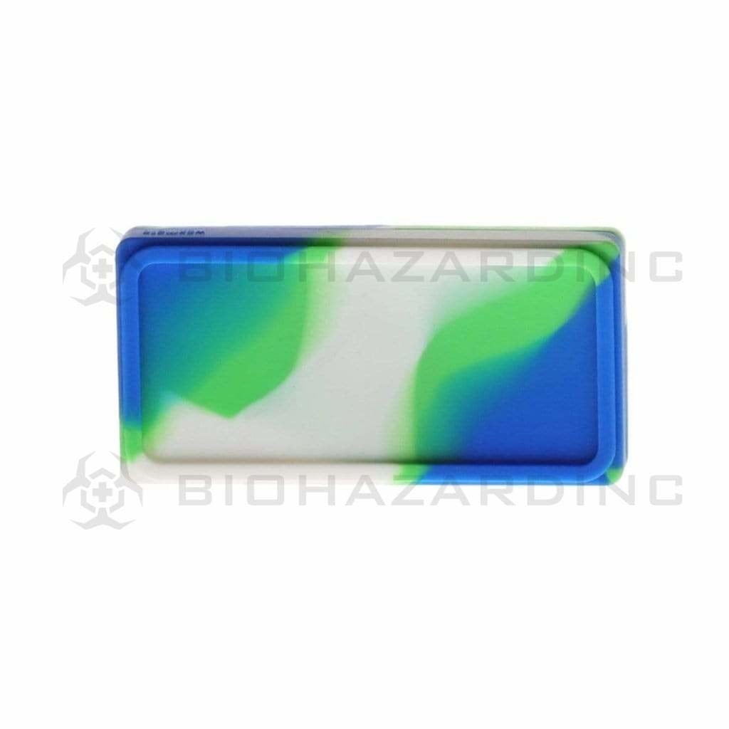 Biohazard Inc Concentrate Container Silicone Shatter 2 Section 4.5" x 2.25" Case - Green/Blue/White