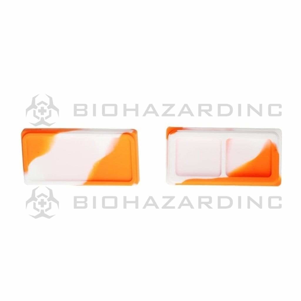 Biohazard Inc Concentrate Container Silicone Shatter 2 Section 4.5" x 2.25" Case - Orange/White