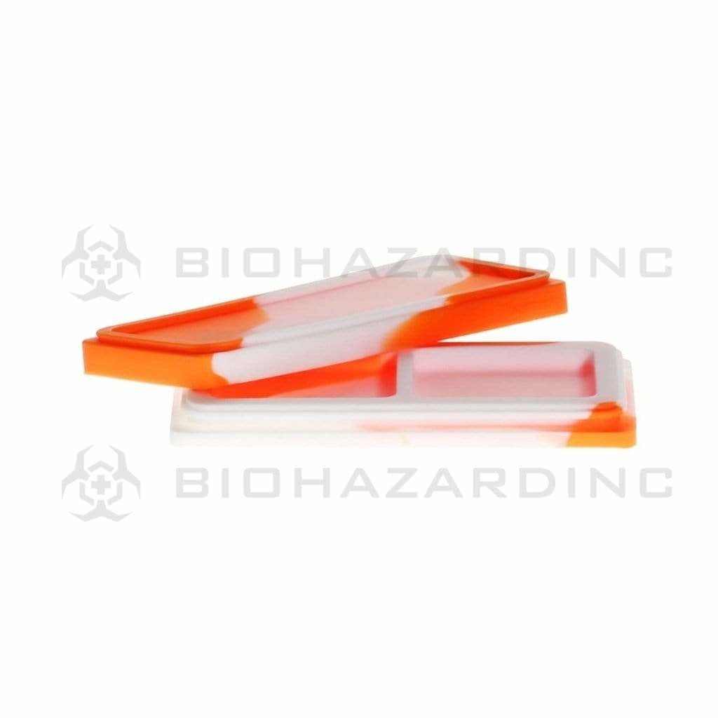 Biohazard Inc Concentrate Container Silicone Shatter 2 Section 4.5" x 2.25" Case - Orange/White