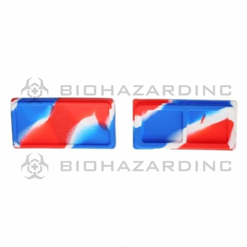 Biohazard Inc Concentrate Container Silicone Shatter 2 Section 4.5" x 2.25" Case - Red/White/Blue