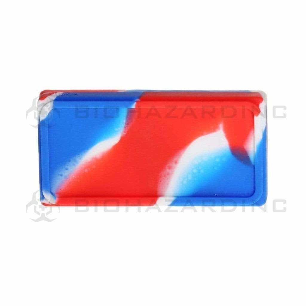 Biohazard Inc Concentrate Container Silicone Shatter 2 Section 4.5" x 2.25" Case - Red/White/Blue